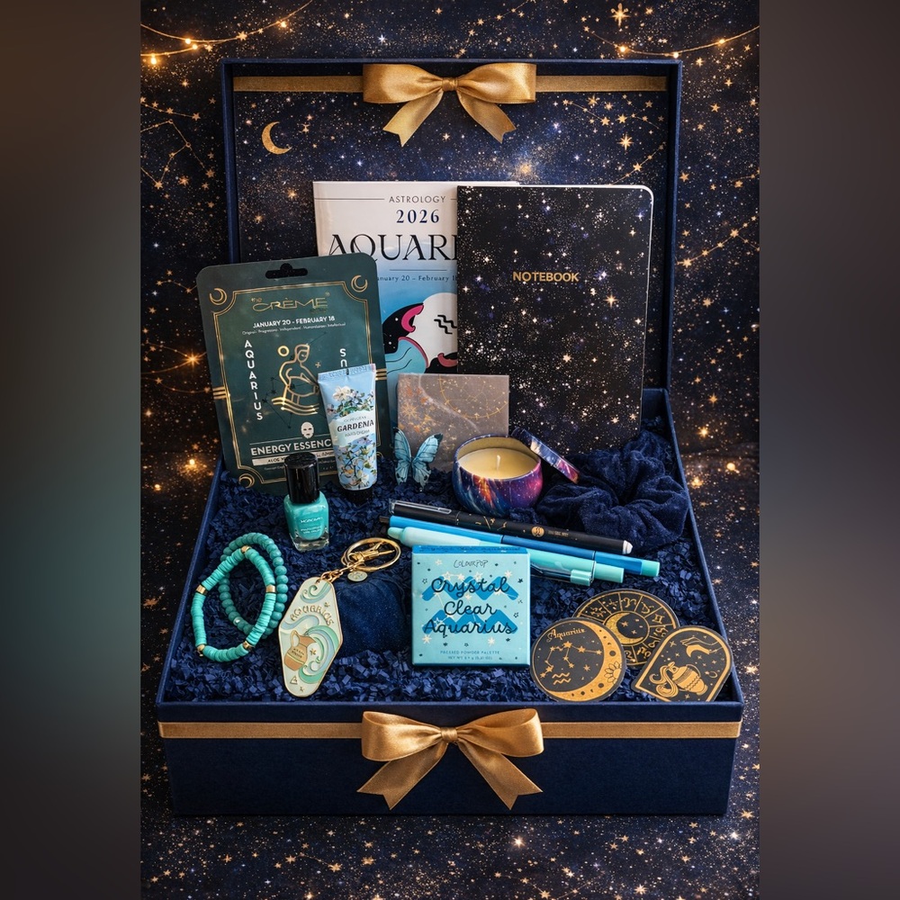Aquarius Zodiac Self-Care Gift Bundle 💎 Astrology Inspired Gift Set - Picture 1 of 9
